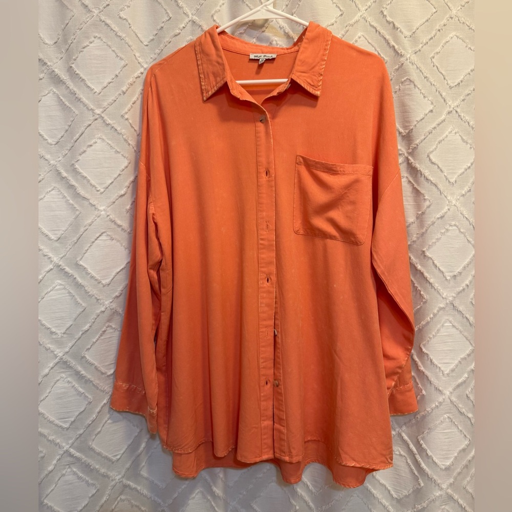 white birch Orange Button-Down Pocket Shirt